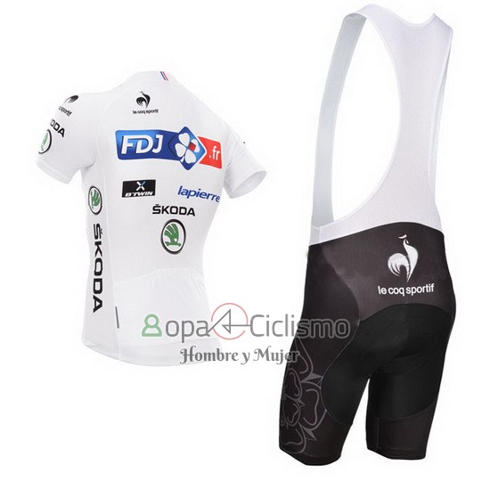 Fdj Lider Ropa Ciclismo Culotte Corto 2014 Hombre Mangas Cortas Blanco